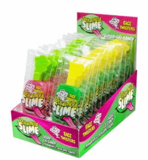 Face Twisters Sour Tongue Slime Gel Candy Strawberry & Green Apple 24ct